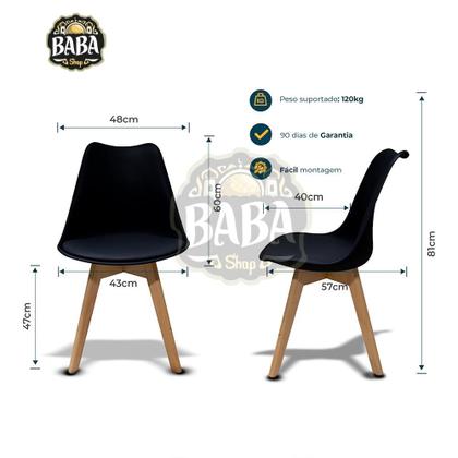 Imagem de Kit 4 Cadeiras para Sala de Jantar com Base de Madeira Saarinen Preta