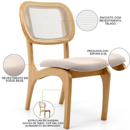 Imagem de Kit 4 Cadeiras Para Sala de Jantar Cozinha Estofada e Tela Mariah L02 Seude Bege - Lyam Decor