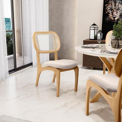 Imagem de Kit 4 Cadeiras Para Sala de Jantar Cozinha Estofada e Tela Mariah L02 Seude Bege - Lyam Decor