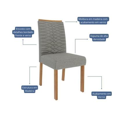 Imagem de Kit 4 Cadeiras para Sala de Jantar Estofadas clarice
