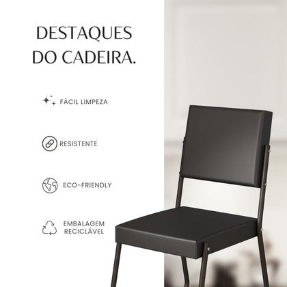 Imagem de Kit 4 Cadeiras para Sala de Jantar Napoli Preto/Fosco