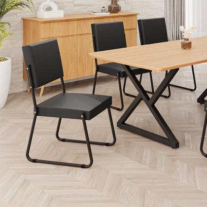 Imagem de Kit 4 Cadeiras para Sala de Jantar Napoli Preto/Fosco
