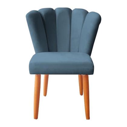 Imagem de Kit 4 Cadeiras Poltrona Sala de Jantar Penteadeira Reforçada Decorativa Pétala Suede