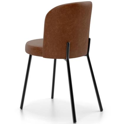 Imagem de Kit 4 Cadeiras Sala de Jantar Estofada Gavi L02 material sintético Marrom - Lyam Decor