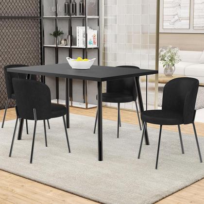 Imagem de Kit 4 Cadeiras Sala de Jantar Estofada Gavi L02 material sintético Preto - Lyam Decor