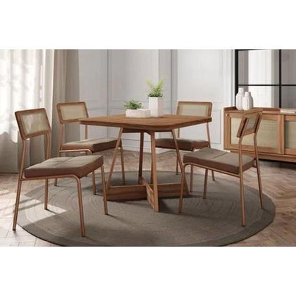 Imagem de Kit 4 Cadeiras Sala Jantar 1741 4 Uni Rose/Linho Areia/Courano Caramelo - Carraro