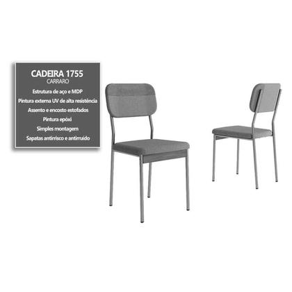 Imagem de Kit 4 Cadeiras Sala Jantar Valle 1755 Aço 4 Uni Dourado/Linho Bamboo/Courano Bamboo/Noce - Carraro