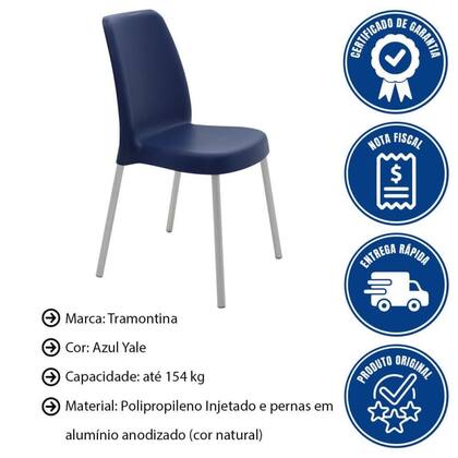 Imagem de Kit 4 Cadeiras Tramontina Vanda Com Pernas De Alumínio Em Polipropileno Azul Yale 92053170