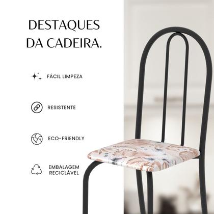Imagem de Kit 4 Cadeiras Tubular 89x37x42 Cm Ane B Botanic Bege / Preto