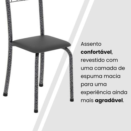 Imagem de Kit 4 Cadeiras Tubular 95x37x40 Cm Dany Preto/ Martelado Prata