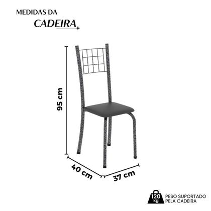 Imagem de Kit 4 Cadeiras Tubular 95x37x40 Cm Dany Preto/ Martelado Prata