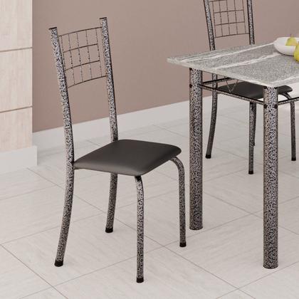 Imagem de Kit 4 Cadeiras Tubular 95x37x40 Cm Dany Preto/ Martelado Prata