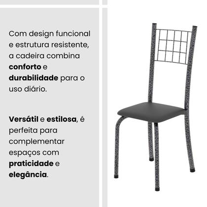 Imagem de Kit 4 Cadeiras Tubular 95x37x40 Cm Dany Preto/ Martelado Prata