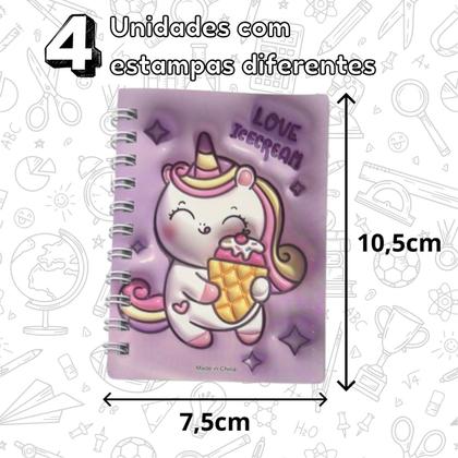Imagem de Kit 4 Caderninhos Bloco de Notas Unicórnio