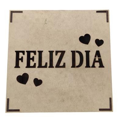 Imagem de Kit 4 Caixas em MDF com Tampa Vazada Frase Feliz Dia