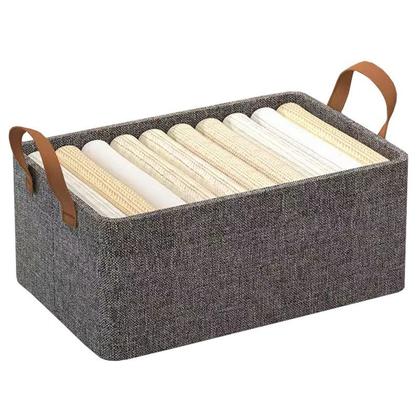Kit 4 Caixas Organizadora De Armário Gaveta Guarda Roupa Decorativo Cesto Com Alça Tecido Retangular Closet Lavável Caixa Multifuncional - Importado Imagem de Kit 4 Caixas Organizadora De Armário Gaveta Guarda Roupa Decorativo Cesto Com Alça Tecido Retangular Closet Lavável Caixa Multifuncional