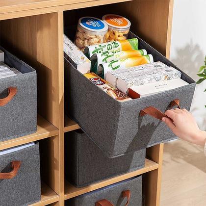 Kit 4 Caixas Organizadora De Armário Gaveta Guarda Roupa Decorativo Cesto Com Alça Tecido Retangular Closet Lavável Caixa Multifuncional - Importado Imagem de Kit 4 Caixas Organizadora De Armário Gaveta Guarda Roupa Decorativo Cesto Com Alça Tecido Retangular Closet Lavável Caixa Multifuncional