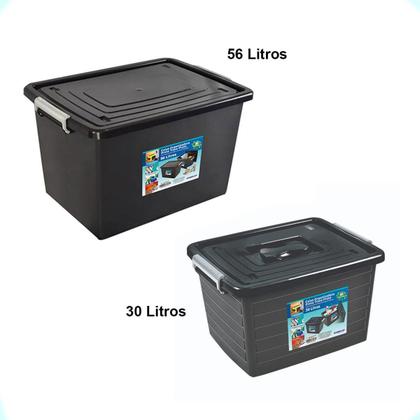 Imagem de Kit 4 Caixas Organizadoras 56 E 30 Litros Com Tampa E Trava