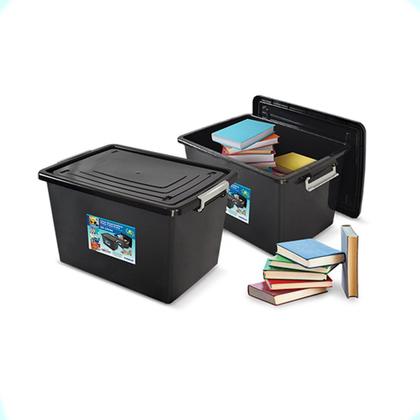 Imagem de Kit 4 Caixas Organizadoras 56 E 30 Litros Com Tampa E Trava