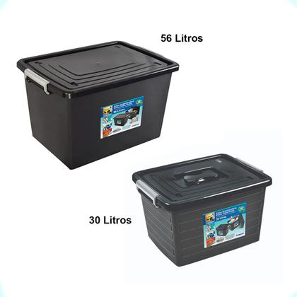 Imagem de Kit 4 Caixas Organizadoras 56 e 30 Litros Com Tampa e Trava