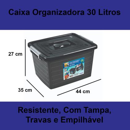 Kit 4 Caixas Organizadoras 56 e 30 Litros Com Tampa e Trava - 123Organizei Imagem de Kit 4 Caixas Organizadoras 56 e 30 Litros Com Tampa e Trava