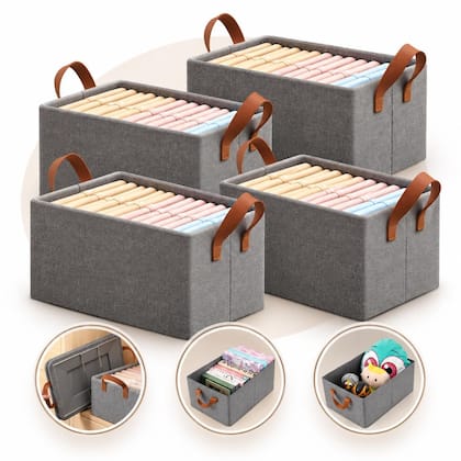 Kit 4 Caixas Organizadoras Dobrável Para Roupas Objetos Brinquedos Armários Multiuso Vittak