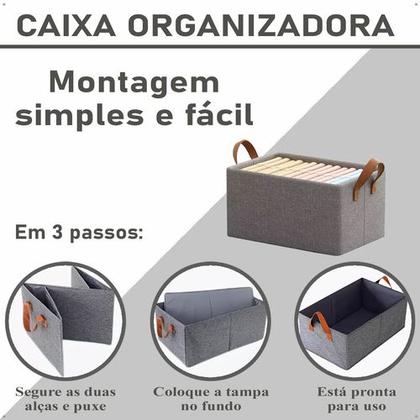 Imagem de Kit 4 Caixas Organizadoras Dobrável Para Roupas, Objetos, Brinquedos em Tecido, Cestos, Armários, Multiuso