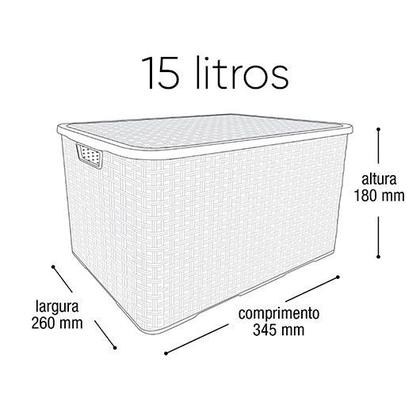 Imagem de Kit 4 Caixas Organizadoras Rattan Marrom 15 Litros C/ Tampa 25592 Arqplast