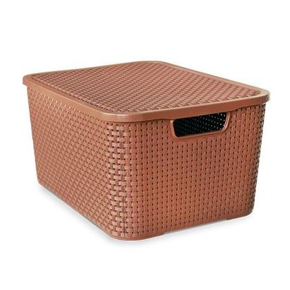 Imagem de Kit 4 Caixas Organizadoras Rattan Marrom 20 Litros C/ Tampa 25597 Arqplast