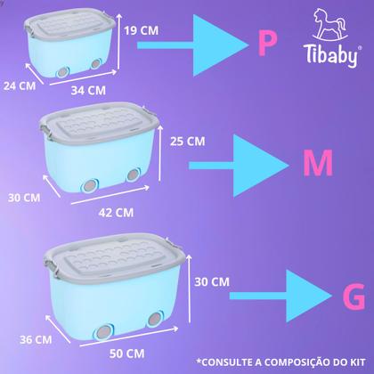 Imagem de Kit 4 Caixas Para Brinquedos Lego Livros Carrinhos 3m E 1p