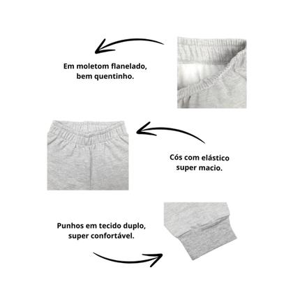 Imagem de Kit 4 Calças Moletom Kyly Flanelada Com Punho Infantil Tamanhos 1 AO 16