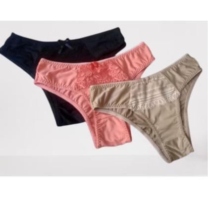 Imagem de Kit 4 Calcinha Feminina Lycra Algodão Tanga Renda Calcinha de Algodão Confortável Lingerie Feminina