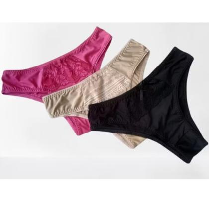 Imagem de Kit 4 Calcinha Feminina Lycra Algodão Tanga Renda Calcinha de Algodão Confortável Lingerie Feminina