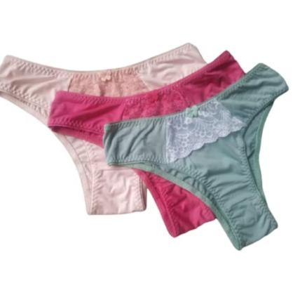 Imagem de Kit 4 Calcinha Feminina Lycra Algodão Tanga Renda Calcinha de Algodão Confortável Lingerie Feminina