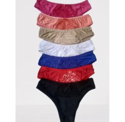 Imagem de Kit 4 Calcinha Feminina Lycra Algodão Tanga Renda Calcinha de Algodão Confortável Lingerie Feminina