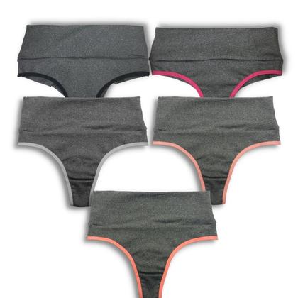 Imagem de Kit 4 calcinha fitness cós alto fio duplo segura barriga