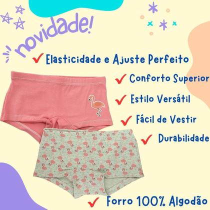 Imagem de Kit 4 Calcinhas Boxer Short Criança Infantil Premium Qualit