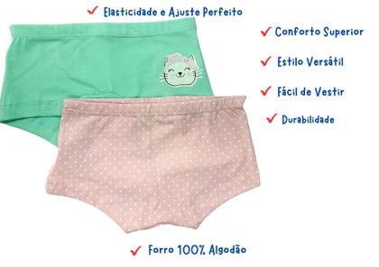 Imagem de Kit 4 Calcinhas Boxer Short Criança Infantil Premium Qualit