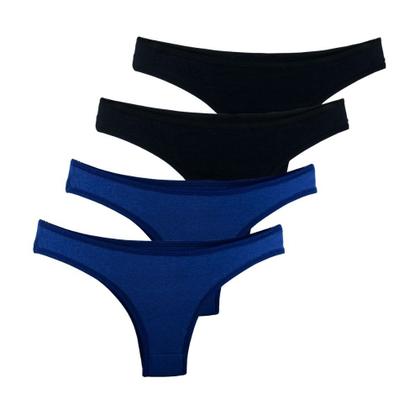 Imagem de Kit 4 Calcinhas Fio Dental Try Basics Algodão Cotton Básica Lisa Moda Lingerie