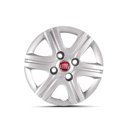 Imagem de Kit 4 Calota Aro 13 Palio G3 Fire 2010 Á 2013 Prateado Com Emblema