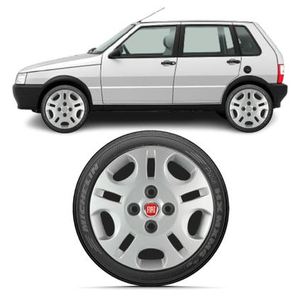 Imagem de Kit 4 Calota Aro 13 Uno 2008 2009 2010 Fire Economy Prata