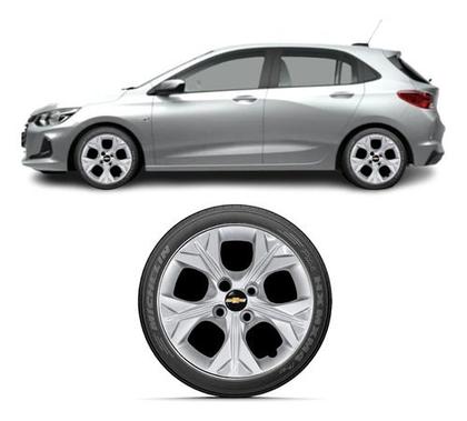 Imagem de Kit 4 Calota Aro 14 Onix Prisma 2021 Prateado Com Emblema