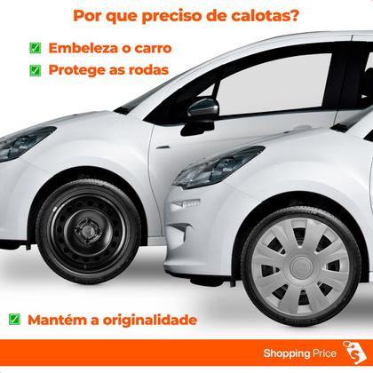 Imagem de Kit 4 Calotas C3 2014 e 2015 Aro 15 Prata Aro de Pressão Grid