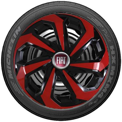 Imagem de Kit 4 Calotas Esportivas Spider aro 14 Vermelha Fiat Cronos Brava Bravo Argo Palio