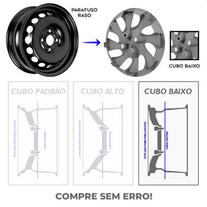 Imagem de Kit 4 Calotas Fox Polo 12 a 13 Aro 14 Prata Cubo Baixo Grid