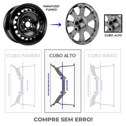 Imagem de Kit 4 Calotas Palio Weekend Strada 2014 A 2016 Aro 14 Prata Cubo Alto Grid + Adesivo Resinado 48Mm Fiat Vermelho (4 Pc)