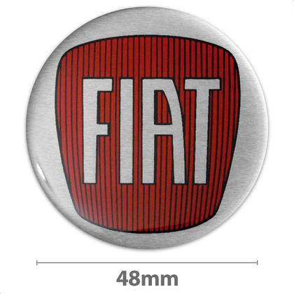 Imagem de Kit 4 Calotas Palio Weekend Strada 2014 A 2016 Aro 14 Prata Cubo Alto Grid + Adesivo Resinado 48Mm Fiat Vermelho (4 Pc)