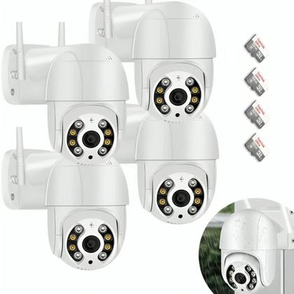 Imagem de Kit 4 Câmeras Ip Wifi A8 Hd Externa Branco Smart App