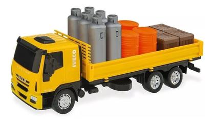 Imagem de Kit 4 Caminhão Brinquedo Iveco Lixo Bebida Carroceria Tanque