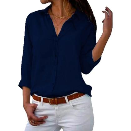 Imagem de Kit 4 Camisa Feminina Manga Longa Casual Com Botão Moda Verão